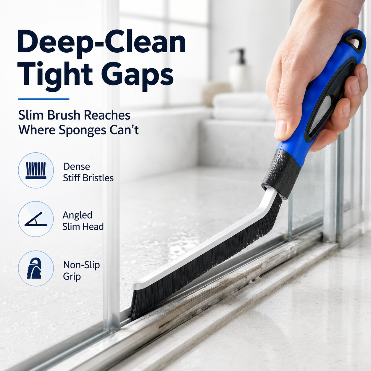 Multi-Purpose Hard Bristle Crevice Cleaning Brush |  Bathroom & Tile Gap Scrubber