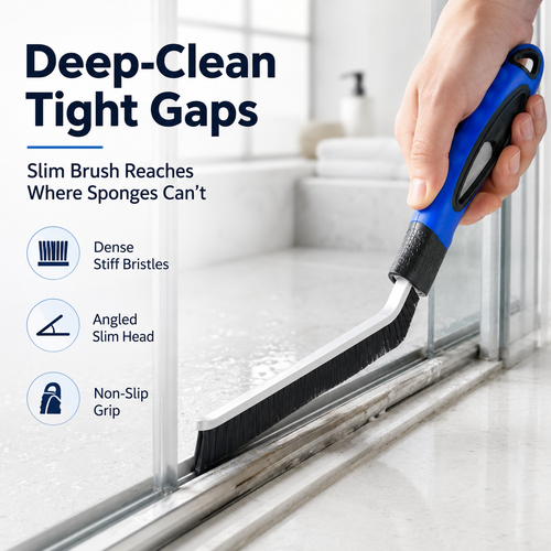 Multi-Purpose Hard Bristle Crevice Cleaning Brush |  Bathroom & Tile Gap Scrubber